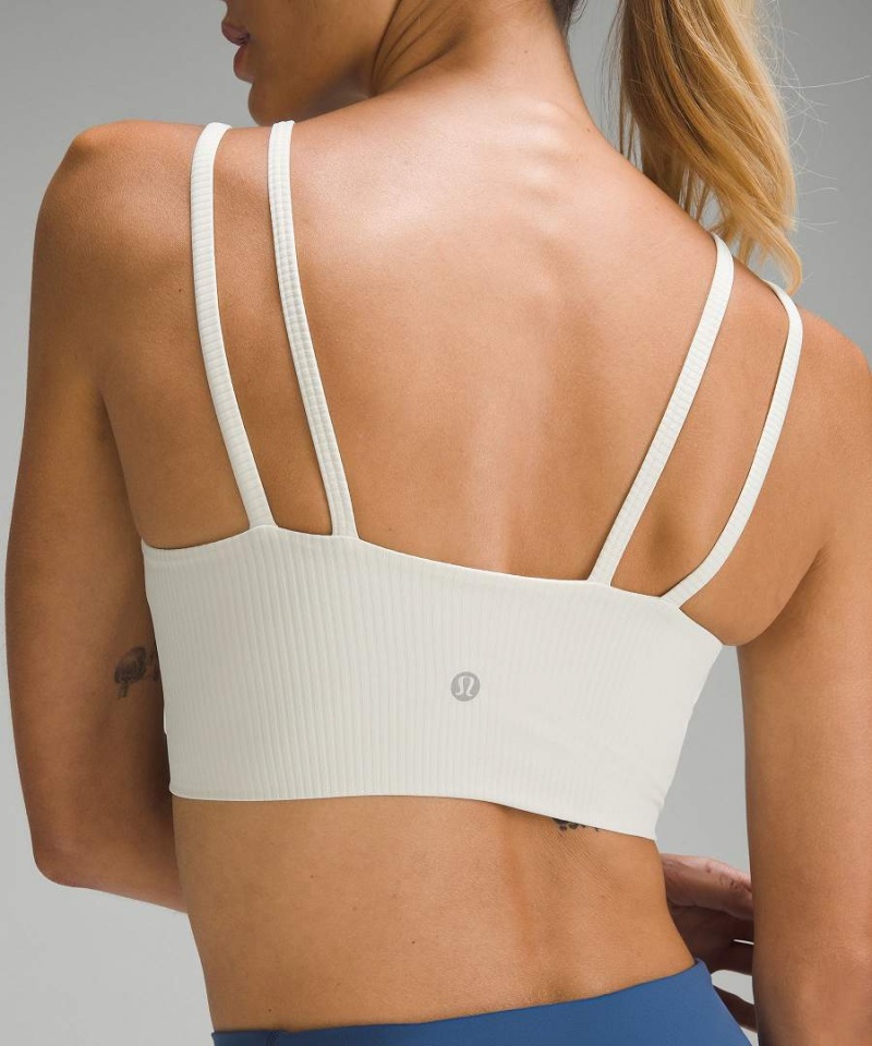 Lululemon Like a Cloud Snörade Longline Räfflad Bra Light Support, B/C Cup Sport BH Dam Beige Sverige | ONJSXT308