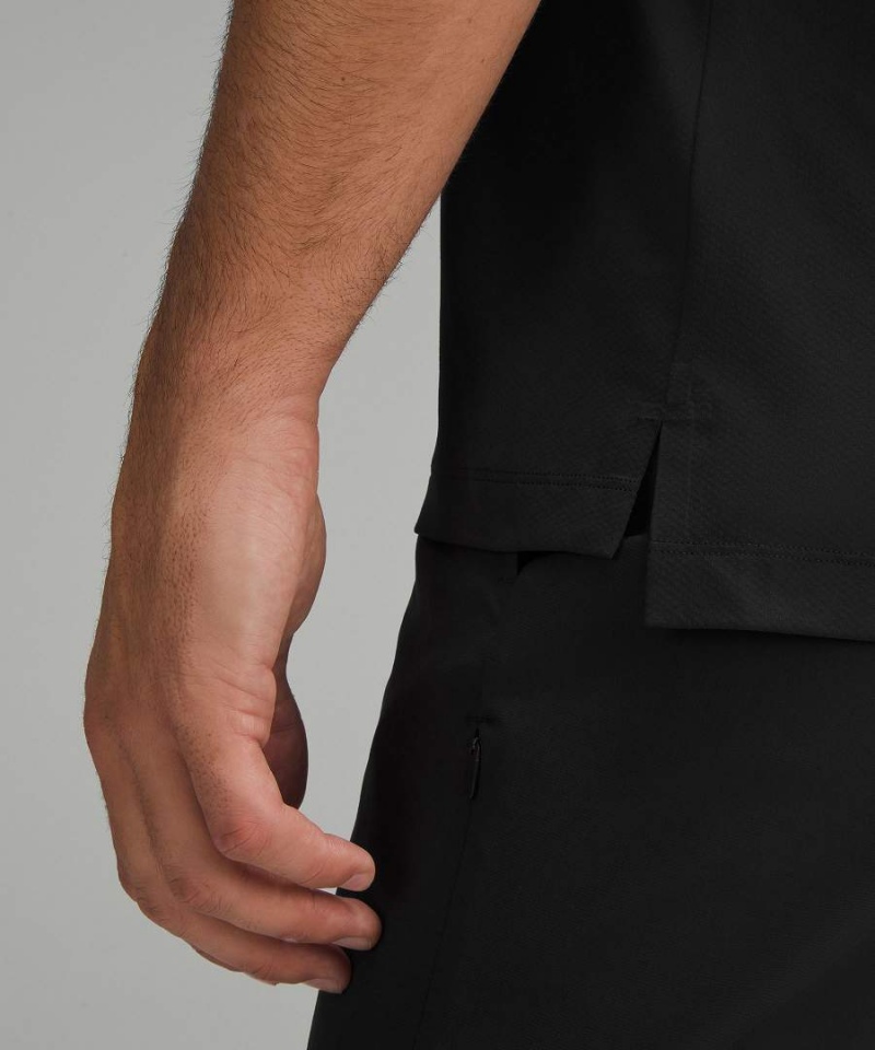 Lululemon Logo Sport Korta Sleeve Piketröja Herr Svarta Sverige | RPNVFZ724