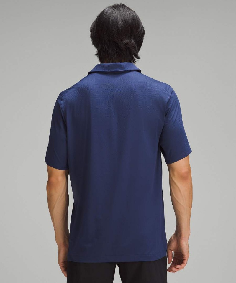 Lululemon Logo Sport Korta Sleeve Piketröja Herr Marinblå Sverige | WXHOLT061