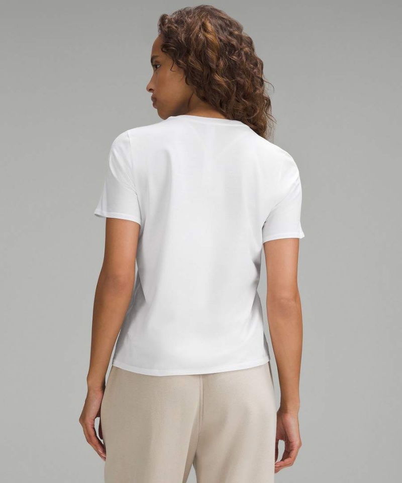 Lululemon Love Organic Bomull Hetero-Hem Crewneck T-shirt Dam Vita Sverige | QJEIAS724