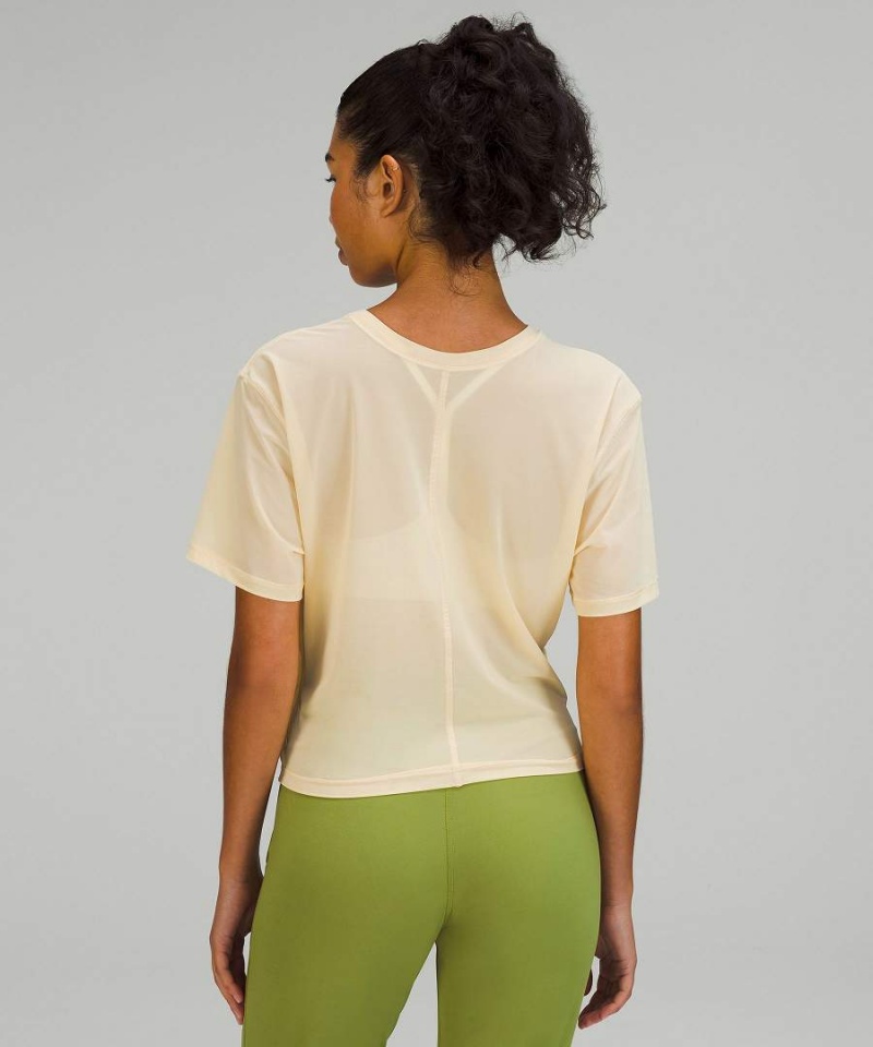 Lululemon Lätta Mesh Reversible Yoga T-shirt Dam Beige Sverige | FUVGIT896