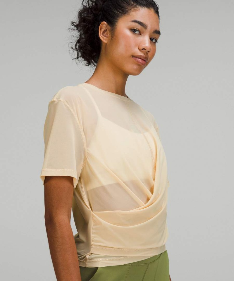 Lululemon Lätta Mesh Reversible Yoga T-shirt Dam Beige Sverige | FUVGIT896