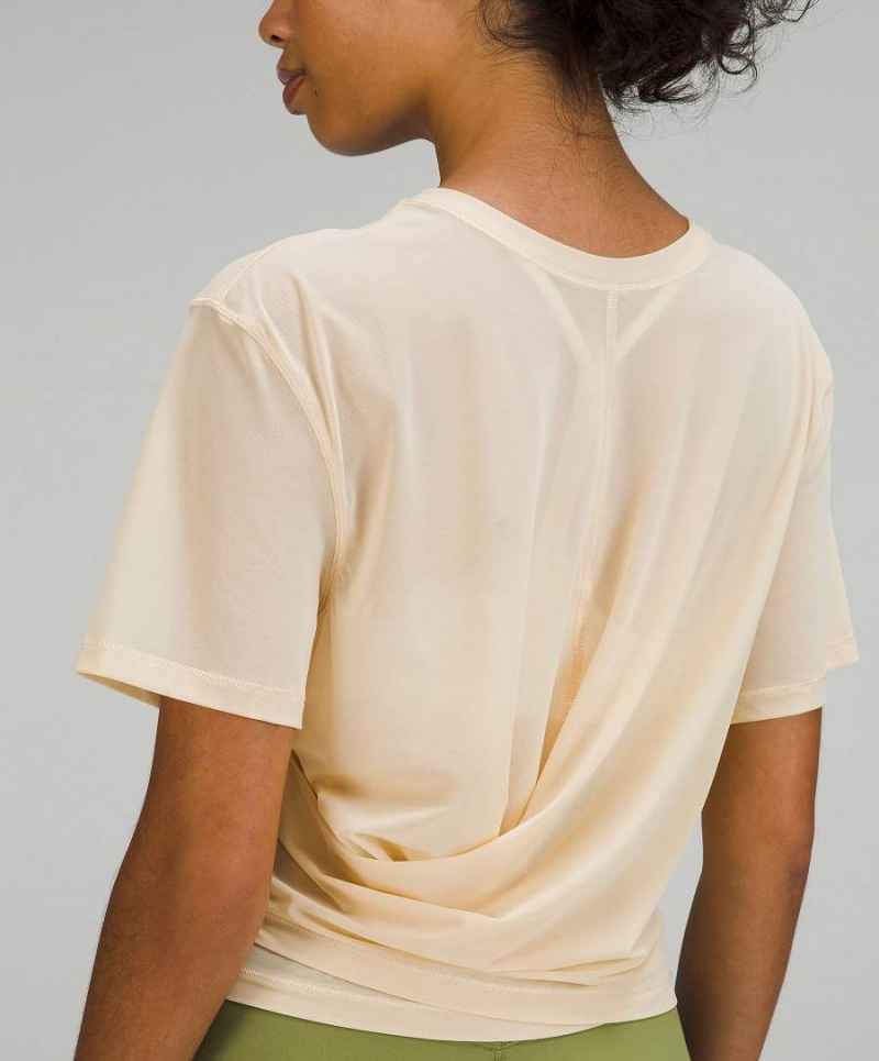 Lululemon Lätta Mesh Reversible Yoga T-shirt Dam Beige Sverige | FUVGIT896