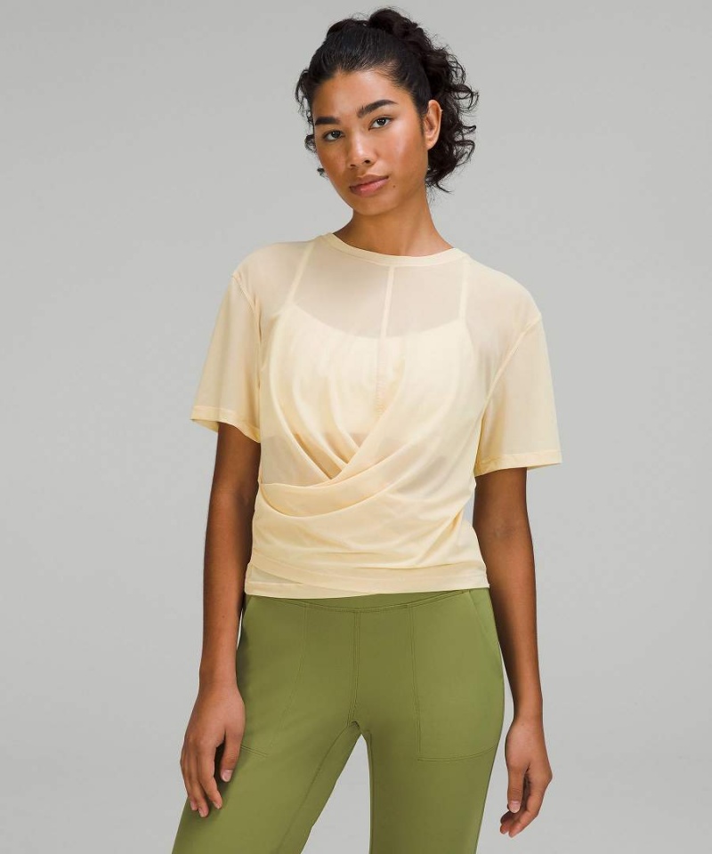 Lululemon Lätta Mesh Reversible Yoga T-shirt Dam Beige Sverige | FUVGIT896