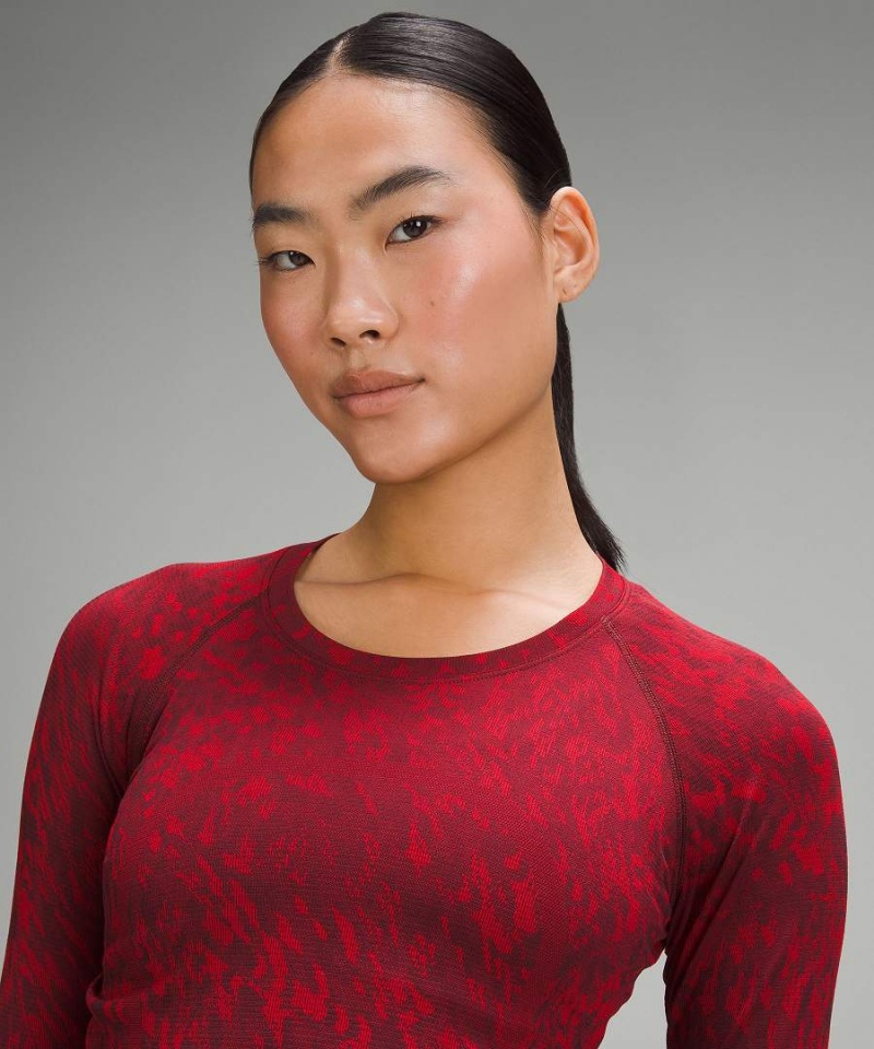 Lululemon Lunar New Year Swiftly Tech 2.0 Race Length Långärmad Tröja Dam Mörkröda Sverige | AMOCTW910