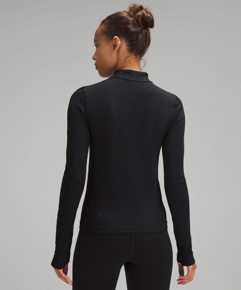 Lululemon Merino Ull-Blend Base Layer Half Zip Långärmad Tröja Dam Svarta Sverige | TGNMBH798