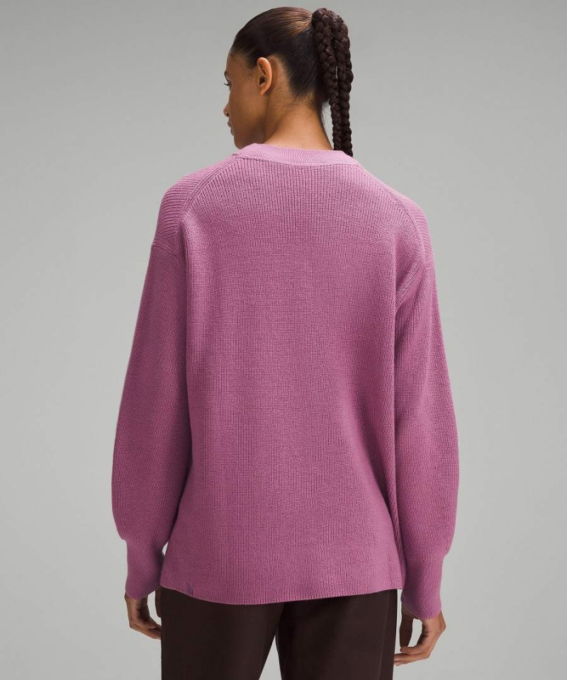 Lululemon Merino Ull-Blend Räfflad Crewneck Tröjor Dam Lila Sverige | OUHXBK891