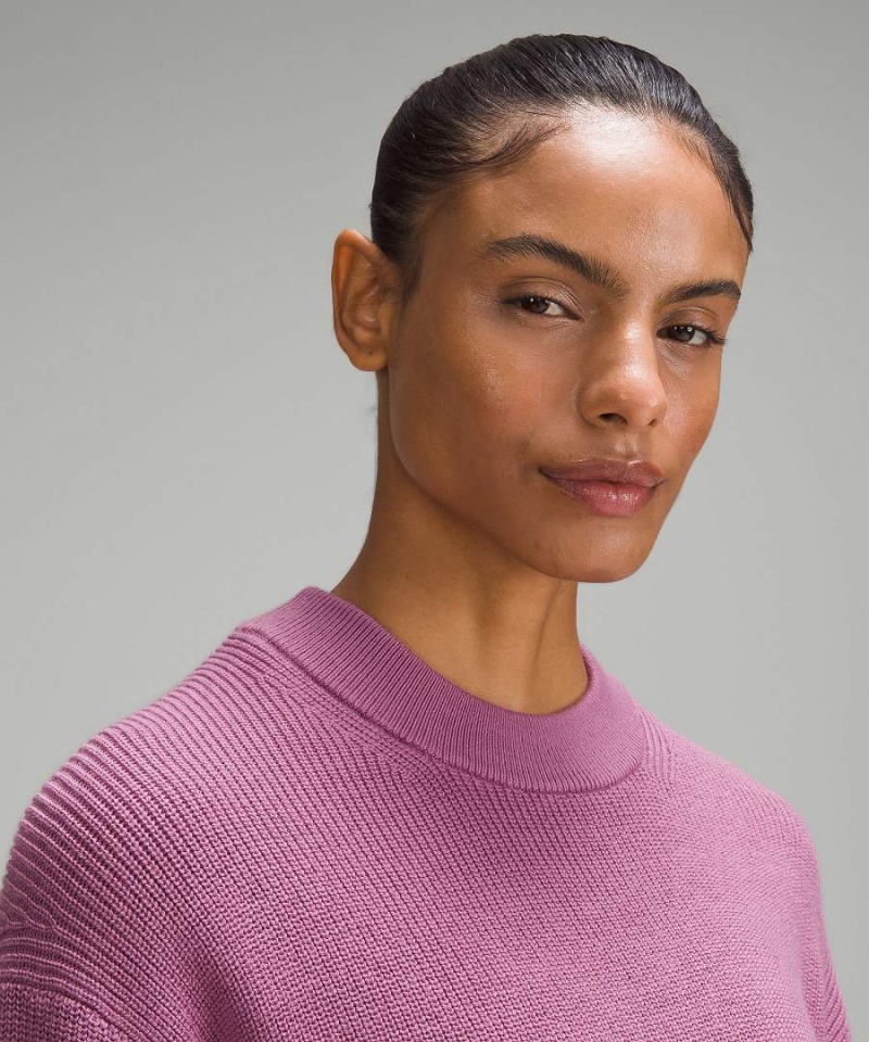 Lululemon Merino Ull-Blend Räfflad Crewneck Tröjor Dam Lila Sverige | OUHXBK891
