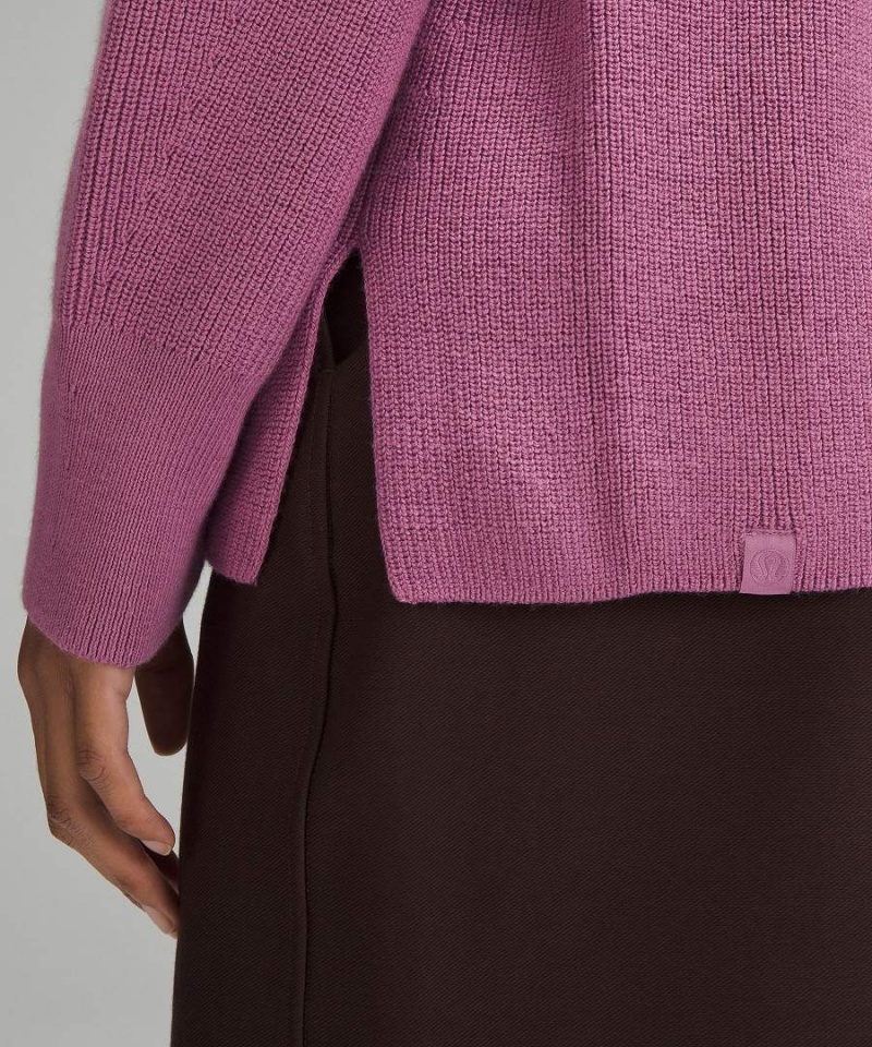 Lululemon Merino Ull-Blend Räfflad Crewneck Tröjor Dam Lila Sverige | OUHXBK891