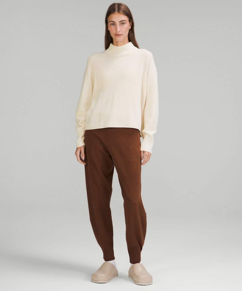 Lululemon Merino Ull-Blend Räfflad Turtleneck Tröjor Dam Svarta Sverige | VYXEKP124