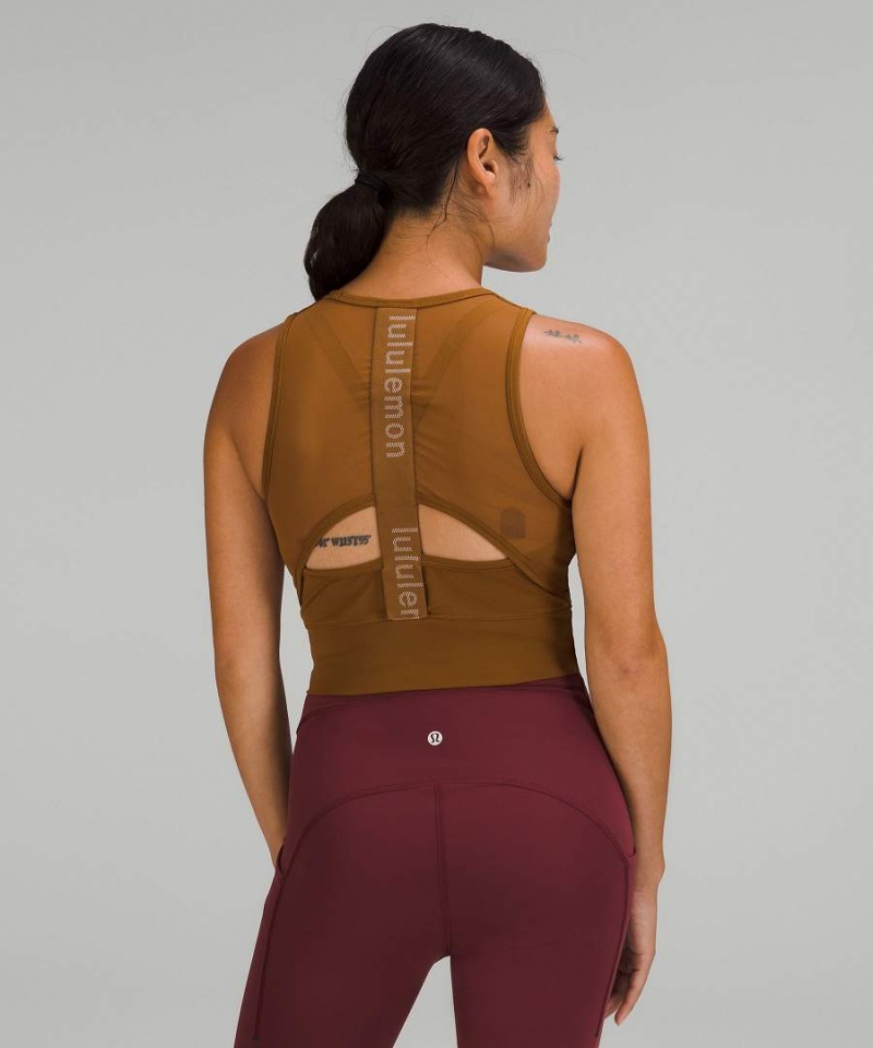 Lululemon Mesh-Back Tränings Cropped Linne Dam Khaki Sverige | WMGUQA437