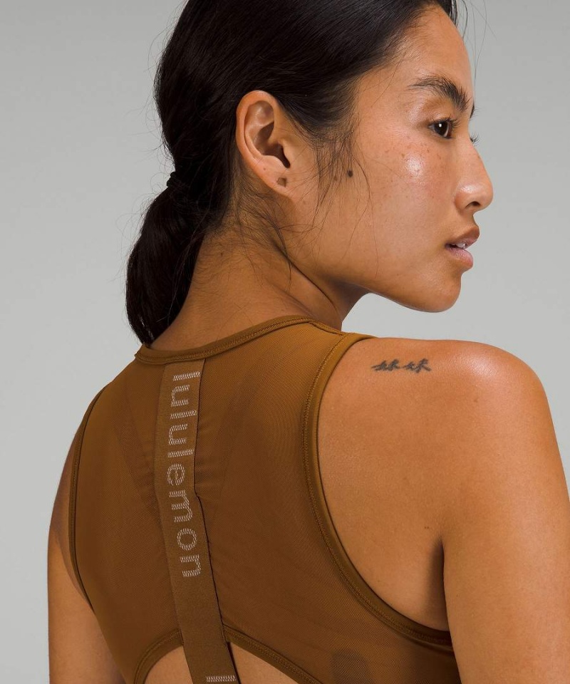 Lululemon Mesh-Back Tränings Cropped Linne Dam Khaki Sverige | WMGUQA437