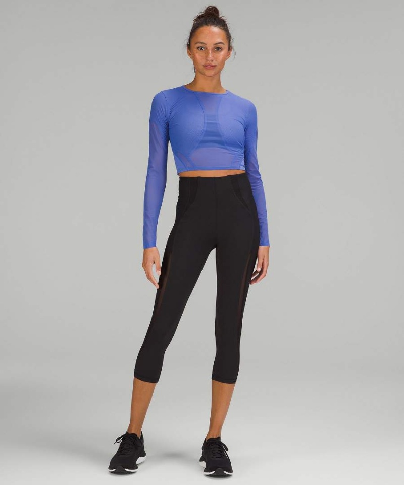Lululemon Mesh Panelled Tränings Långärmad Tröja Dam Indigo Sverige | DISTOK218