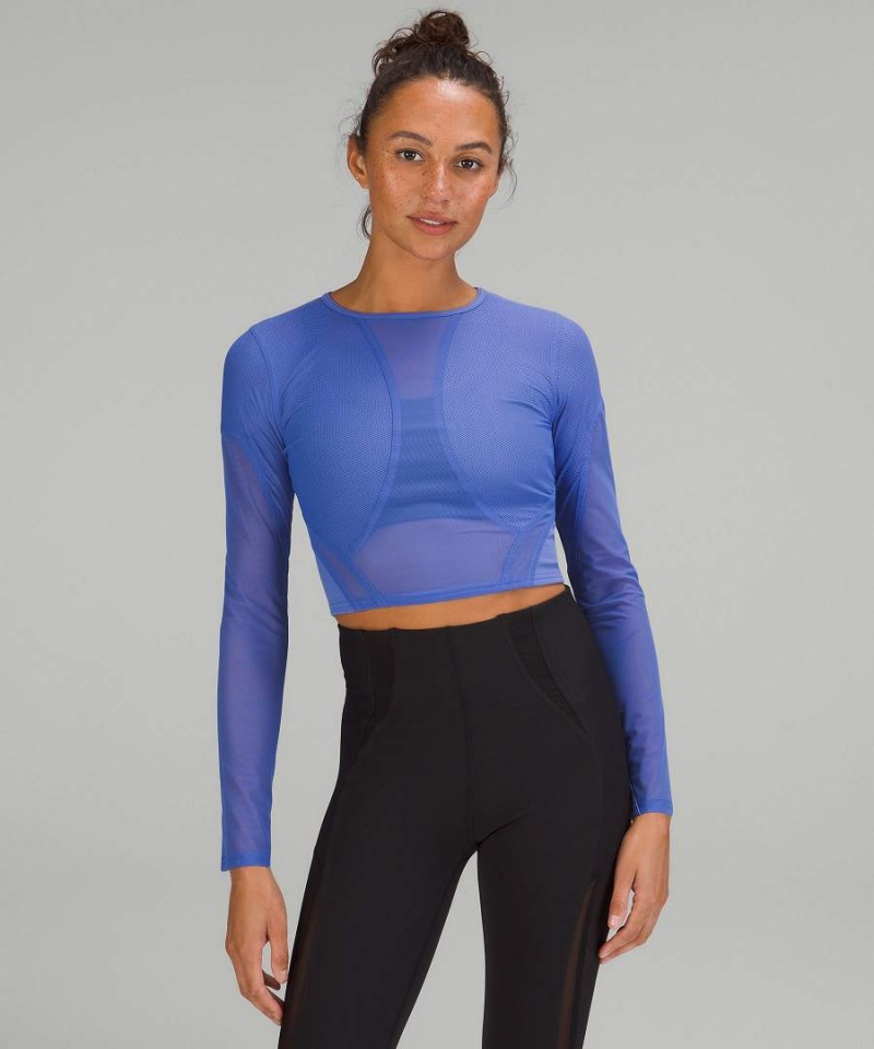 Lululemon Mesh Panelled Tränings Långärmad Tröja Dam Indigo Sverige | DISTOK218
