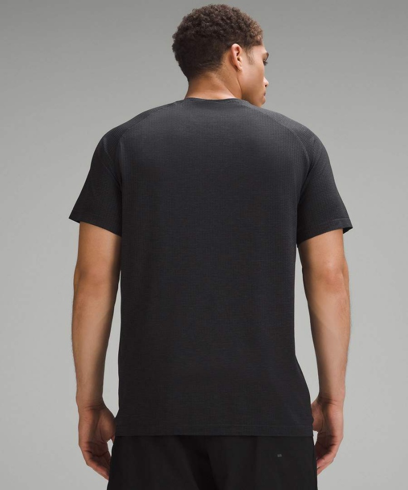 Lululemon Metal Vent Tech Korta-Sleeve Logo T-shirt Herr Mörkgrå Svarta Sverige | YJRNLG948