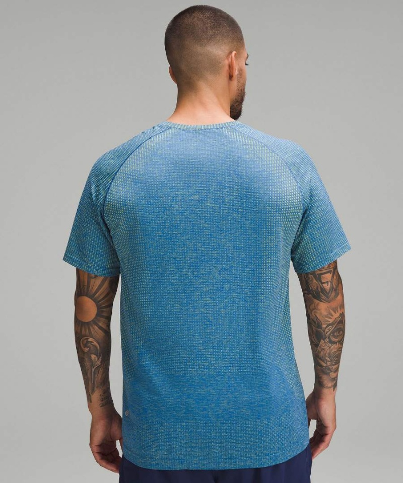 Lululemon Metal Vent Tech Korta-Sleeve T-shirt Herr Gula Blå Sverige | CNJEFA710
