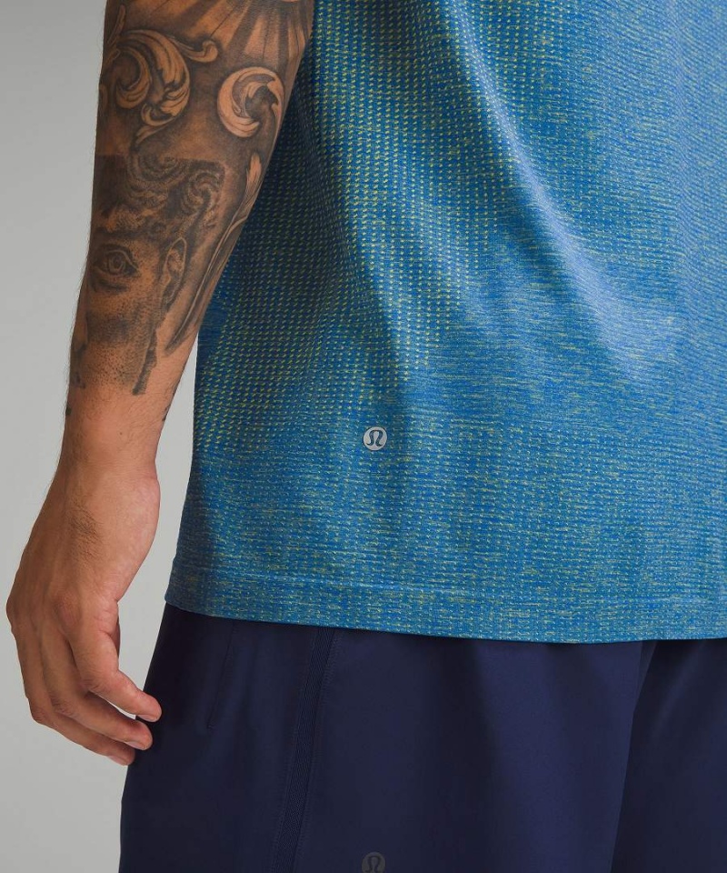 Lululemon Metal Vent Tech Korta-Sleeve T-shirt Herr Gula Blå Sverige | CNJEFA710