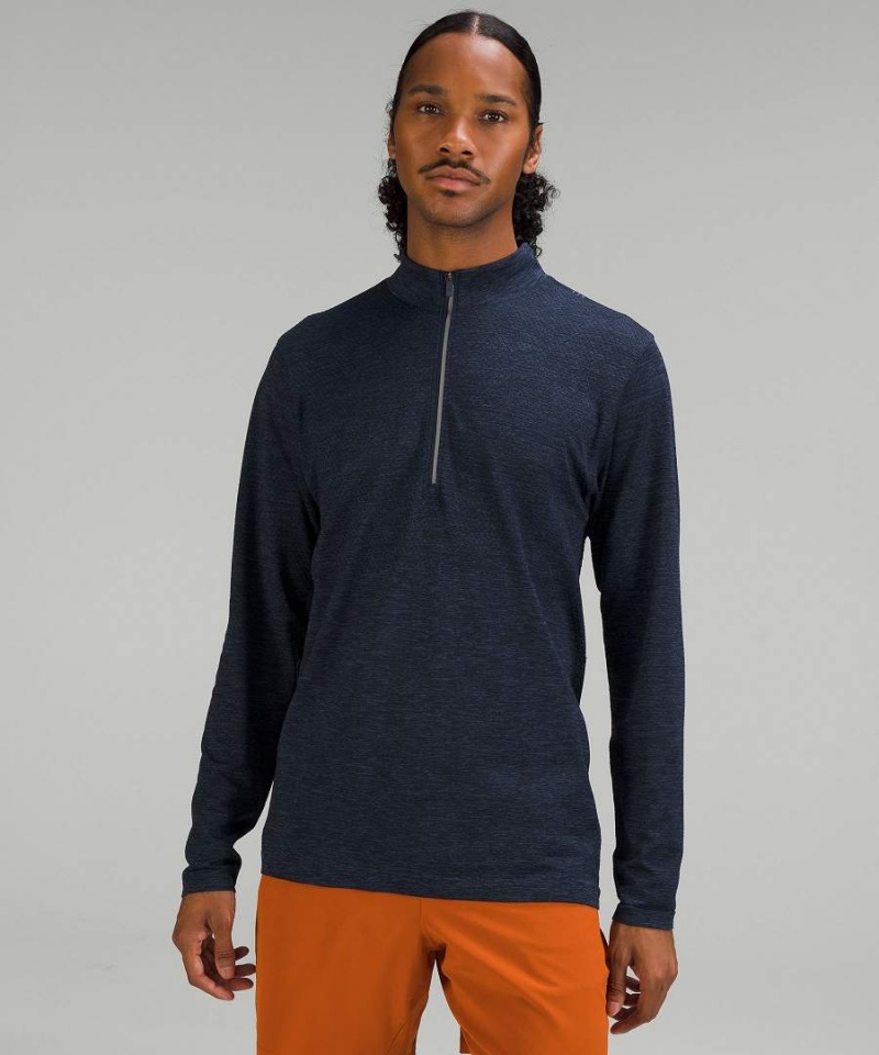 Lululemon Metal Vent Tech Midweight Half Zip Tröjor Herr Blå Marinblå Sverige | NCGWUT826