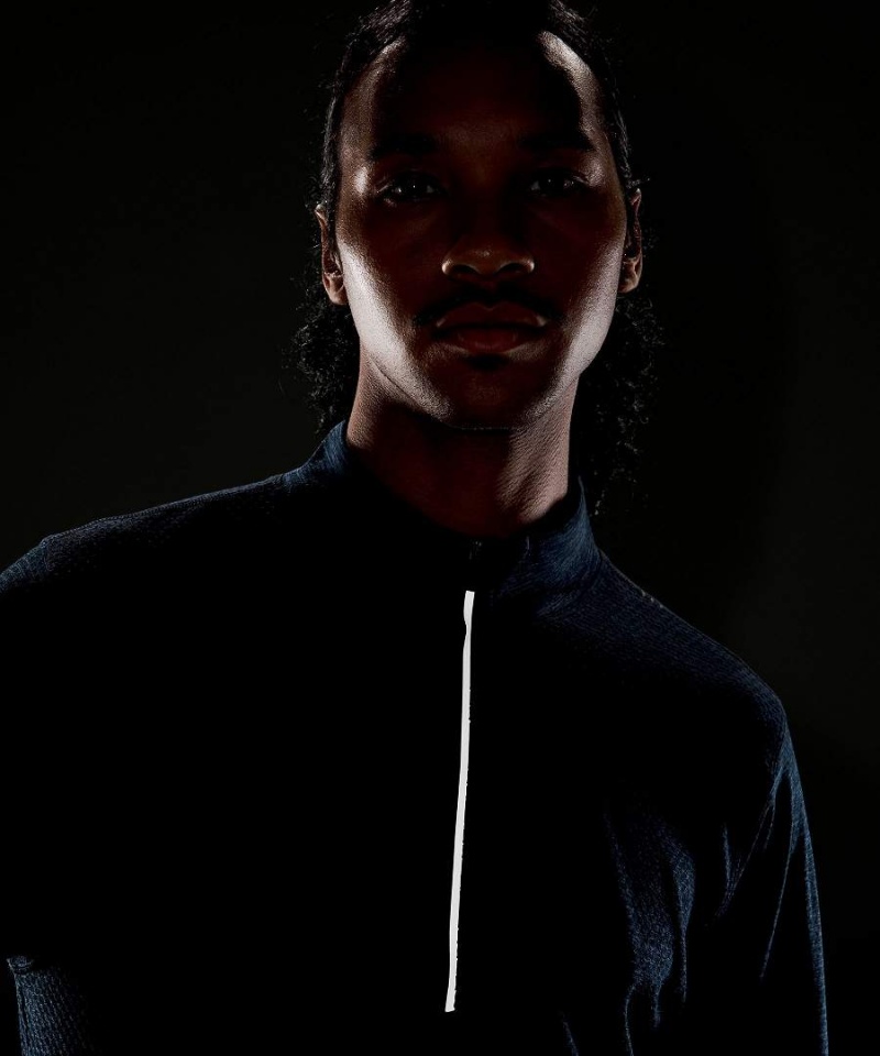 Lululemon Metal Vent Tech Midweight Half Zip Tröjor Herr Blå Marinblå Sverige | NCGWUT826
