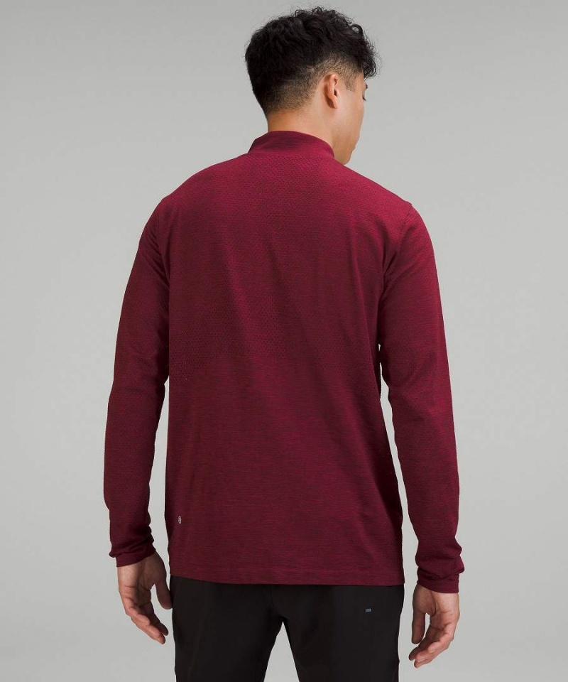 Lululemon Metal Vent Tech Midweight Half Zip Tröjor Herr Vinröda Gula Sverige | PAHLOD214