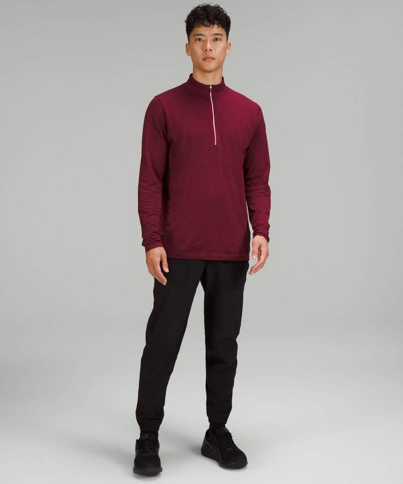 Lululemon Metal Vent Tech Midweight Half Zip Tröjor Herr Vinröda Gula Sverige | PAHLOD214