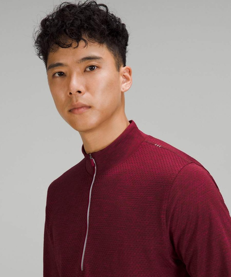 Lululemon Metal Vent Tech Midweight Half Zip Tröjor Herr Vinröda Gula Sverige | PAHLOD214