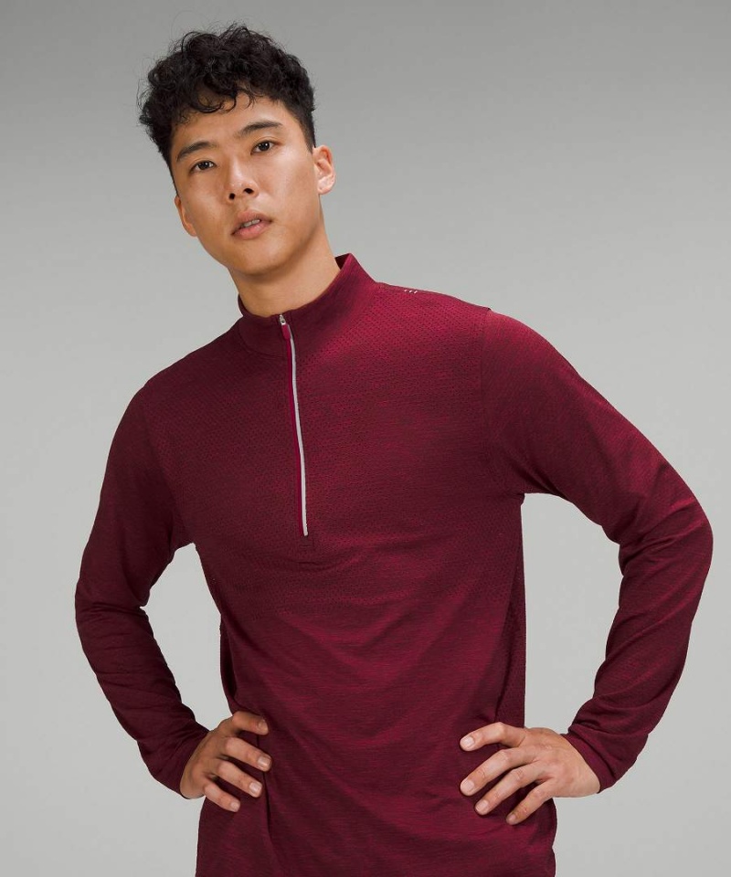 Lululemon Metal Vent Tech Midweight Half Zip Tröjor Herr Vinröda Gula Sverige | PAHLOD214