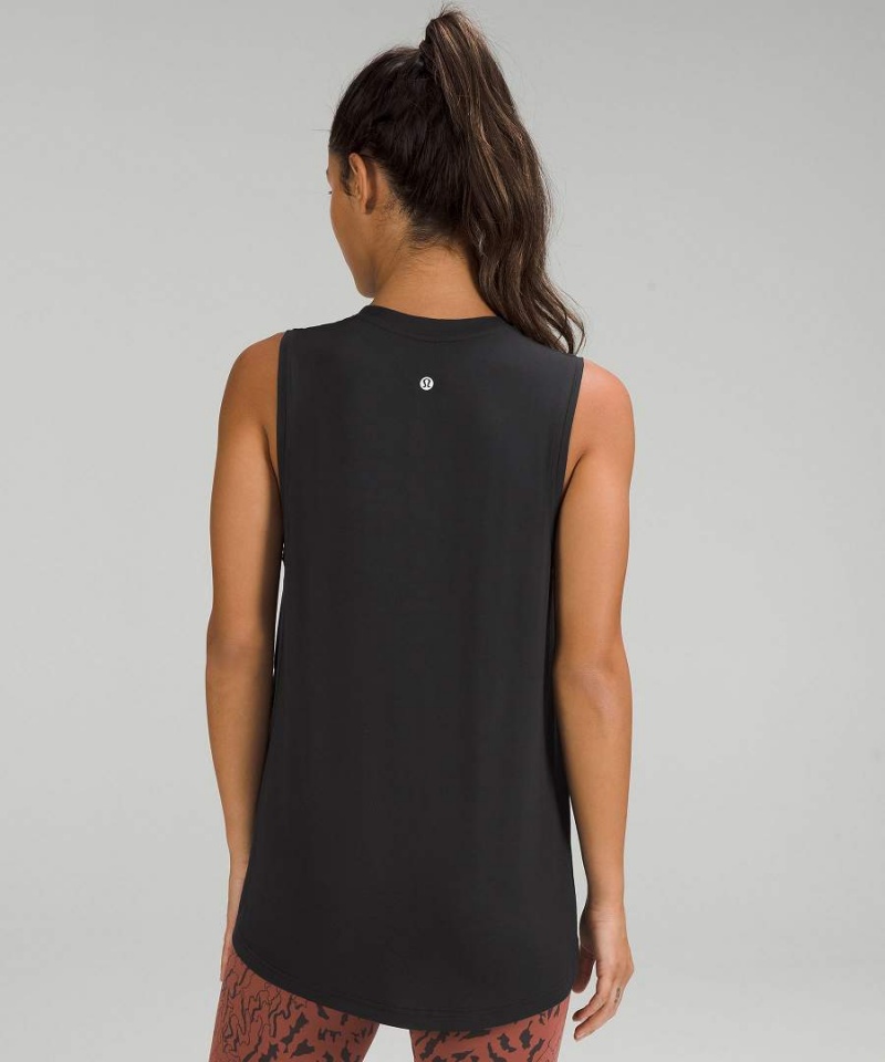 Lululemon Modal-Silk Blend Tie-Front Yoga Linne Dam Svarta Sverige | BHWNMI716
