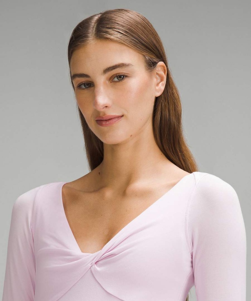 Lululemon Modal-Silk Blend V-Neck Långärmad Tröja Dam Rosa Sverige | HIWYAK063