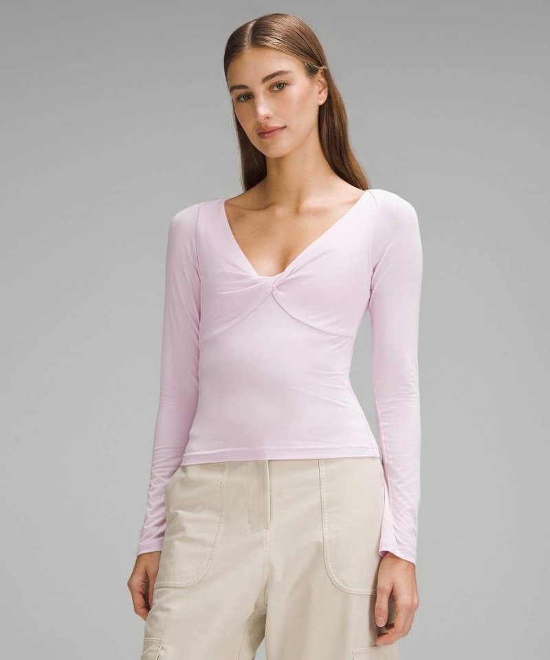 Lululemon Modal-Silk Blend V-Neck Långärmad Tröja Dam Rosa Sverige | HIWYAK063
