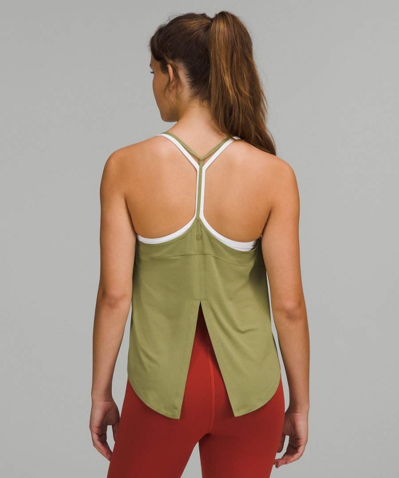 Lululemon Modal-Silk Yoga Linne Dam Bruna Gröna Sverige | RUTIZB126