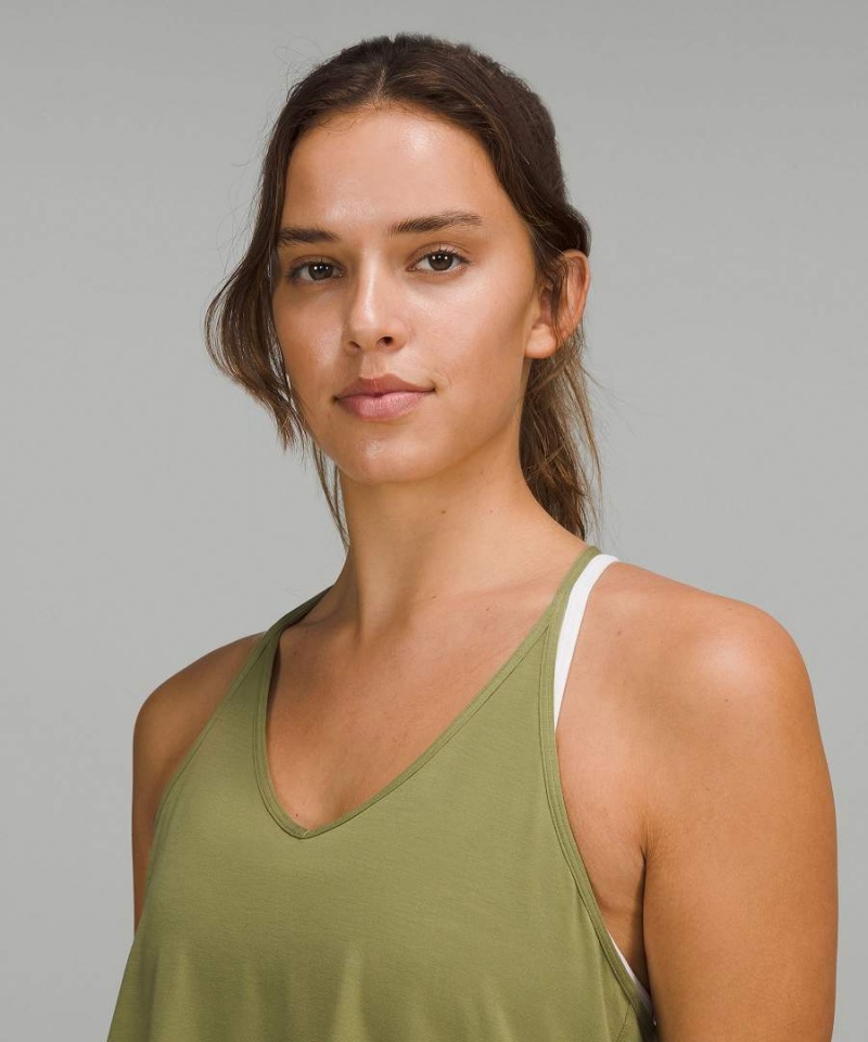 Lululemon Modal-Silk Yoga Linne Dam Bruna Gröna Sverige | RUTIZB126