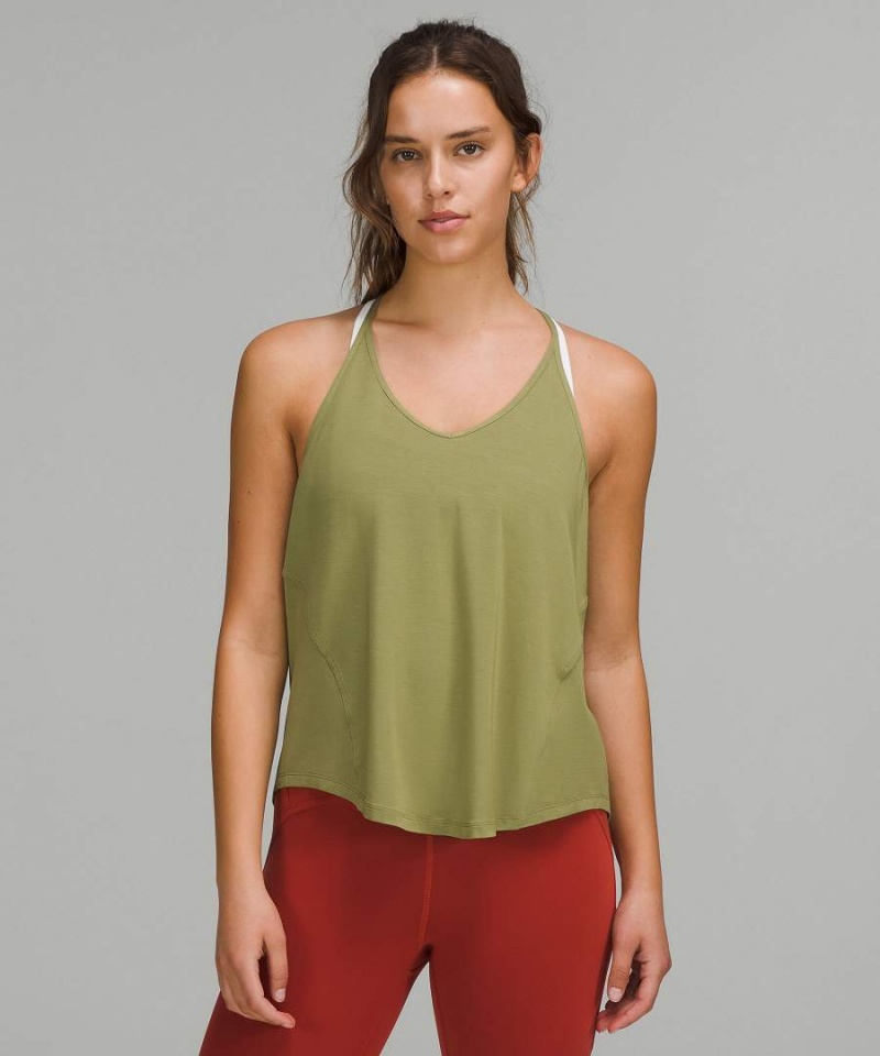 Lululemon Modal-Silk Yoga Linne Dam Bruna Gröna Sverige | RUTIZB126