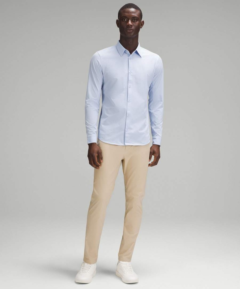 Lululemon New Venture Slim-Fit Långärmad Tröja Herr Blå Beige Sverige | TXSBKA073