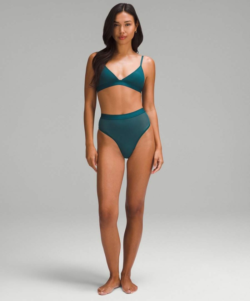 Lululemon Nulu Mesh Logo High-Midja Bikini Underkläder Dam Turkos Sverige | EMBCYX580