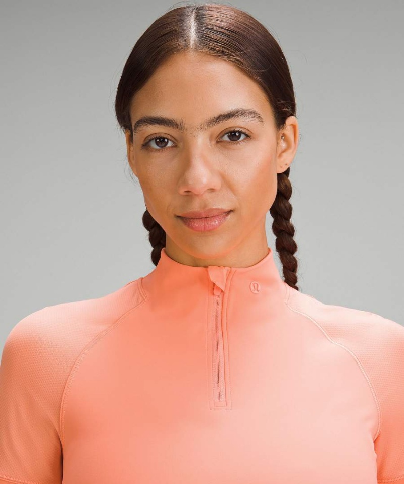 Lululemon Nulux Half-Zip Golf Korta-Sleeve T-shirt Dam Korall Sverige | TPCDEU931