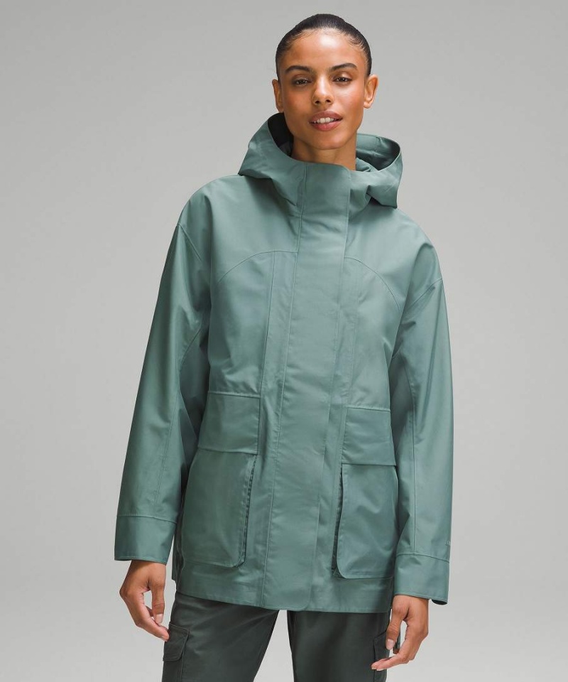 Lululemon Oversized Hooded Regnjackor Dam Mörkgröna Sverige | HNZGOI209