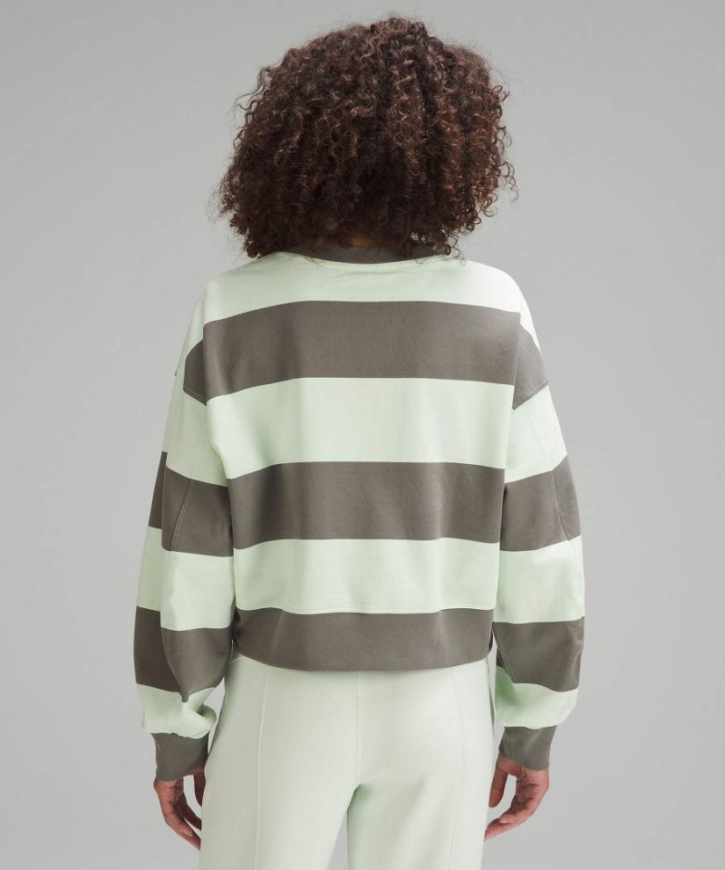 Lululemon Perfectly Oversized Cropped Crew Tröjor Dam Grå Olivgröna Gröna Sverige | EMZDXU931
