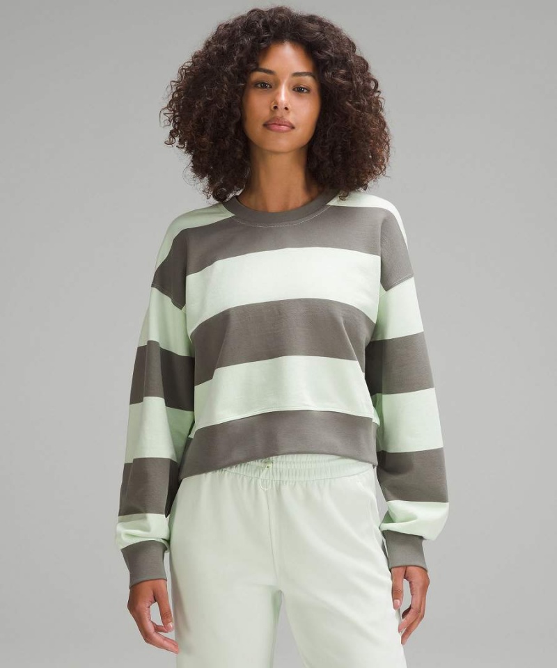 Lululemon Perfectly Oversized Cropped Crew Tröjor Dam Grå Olivgröna Gröna Sverige | EMZDXU931