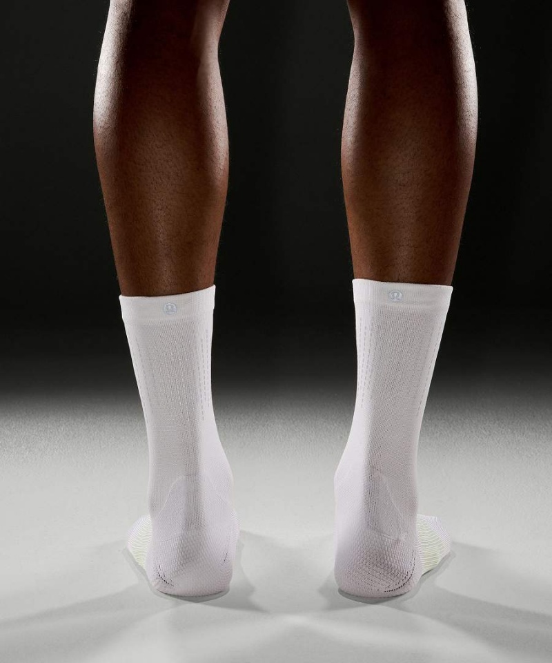 Lululemon Power Stride Crew Reflective Strumpor Herr Vita Sverige | MGNOKX910