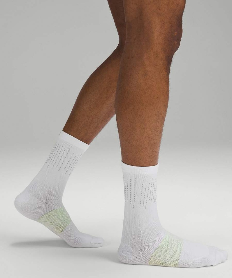 Lululemon Power Stride Crew Reflective Strumpor Herr Vita Sverige | MGNOKX910
