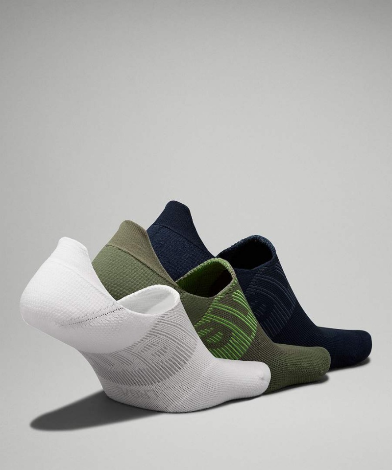 Lululemon Power Stride No-Show with Active Grip 3 Pack Strumpor Herr Vita Olivgröna Marinblå Sverige | OMHYKB582