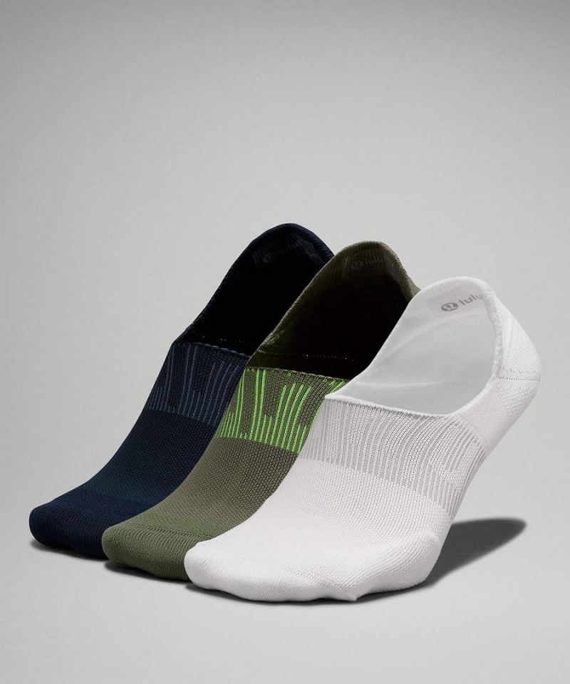 Lululemon Power Stride No-Show with Active Grip 3 Pack Strumpor Herr Vita Olivgröna Marinblå Sverige | OMHYKB582