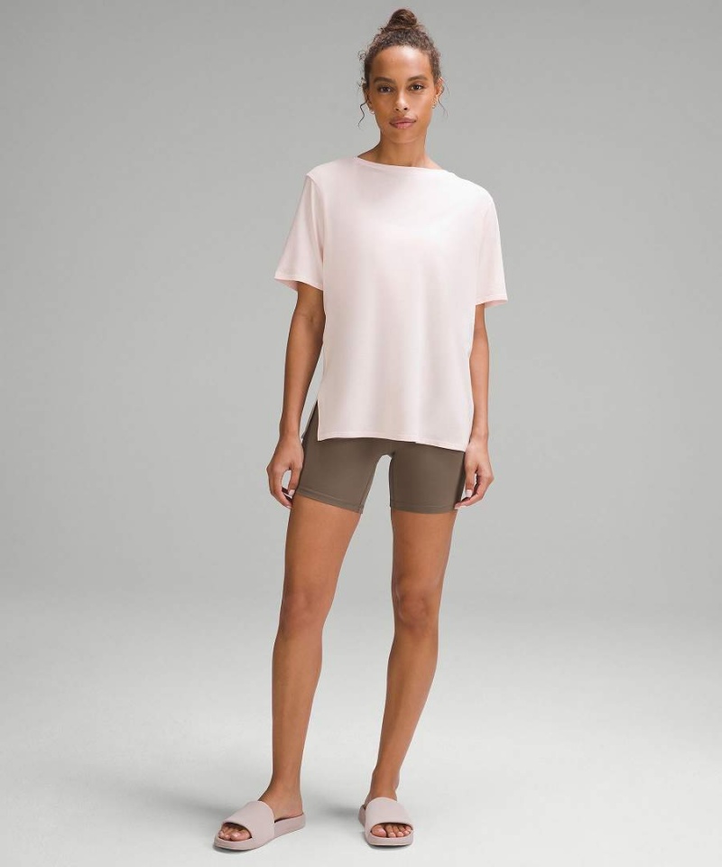 Lululemon Relaxed-Fit Boatneck T-shirt Dam Ljusröda Sverige | EQKHJU215