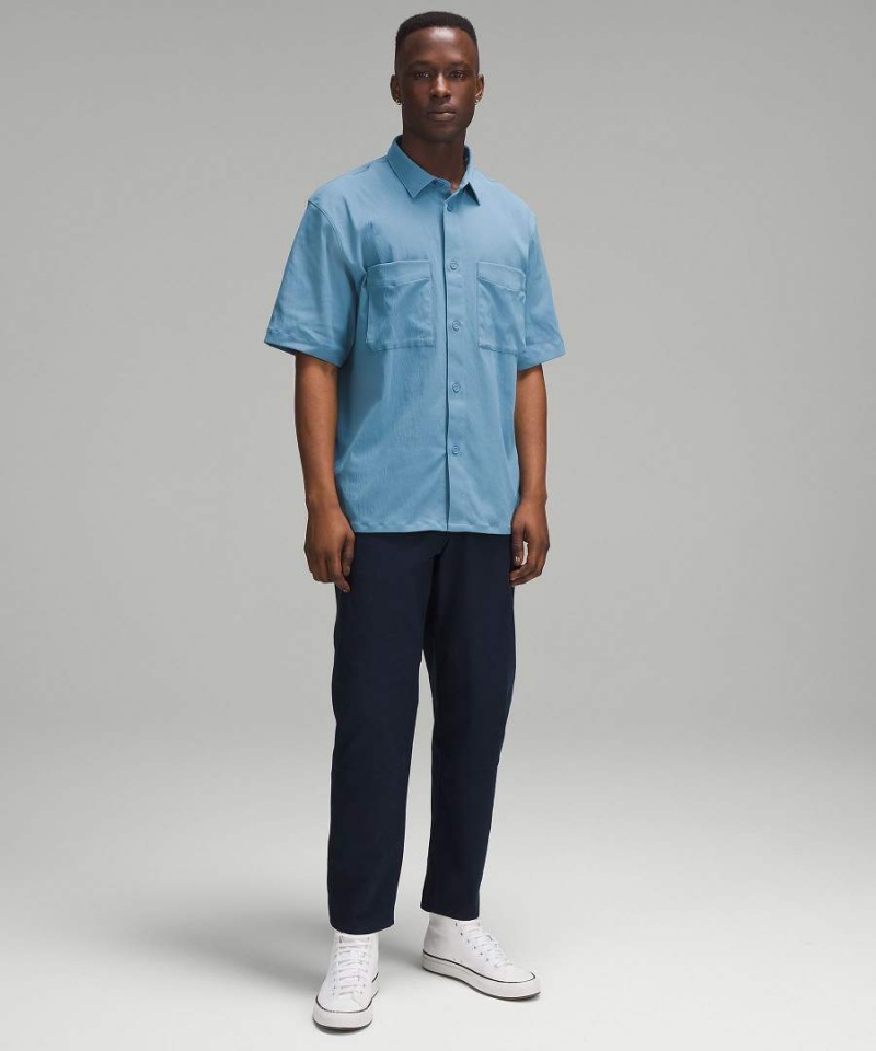 Lululemon Relaxed-Fit Korta Sleeve Button-Up Skjorta Herr Blå Sverige | JGMVBP308