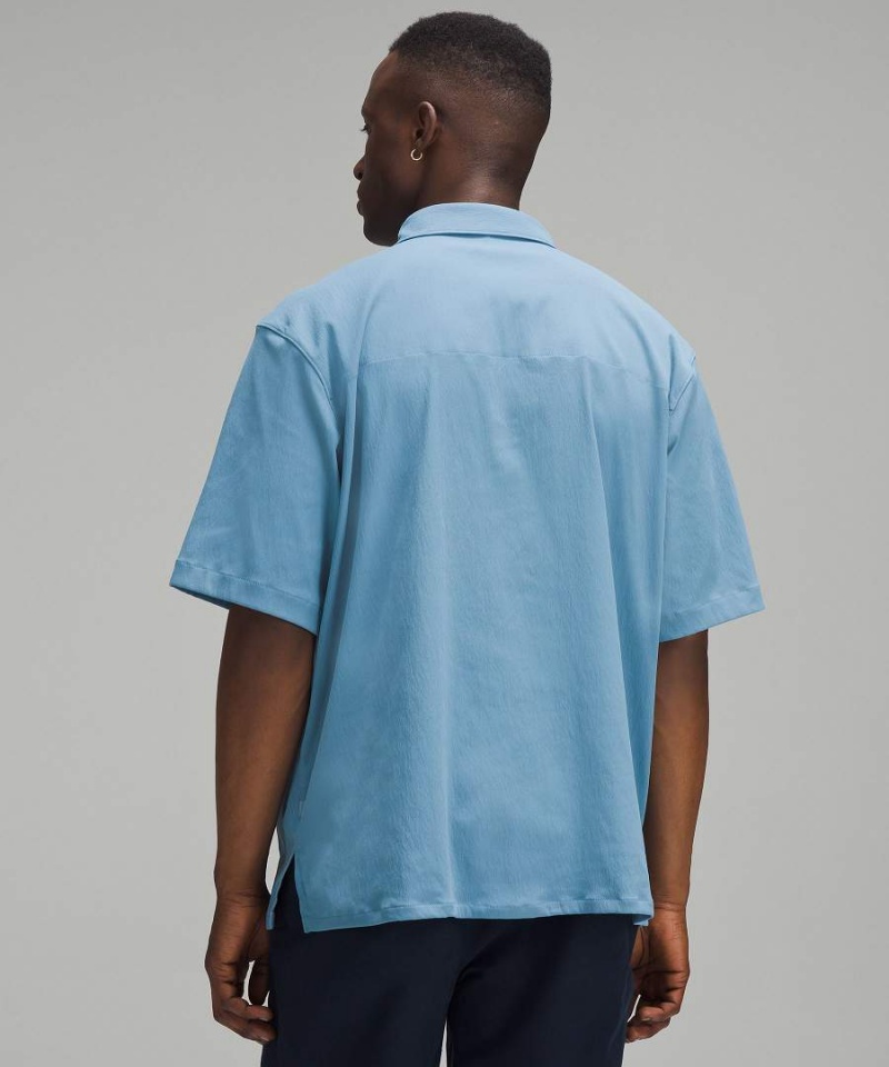 Lululemon Relaxed-Fit Korta Sleeve Button-Up Skjorta Herr Blå Sverige | JGMVBP308