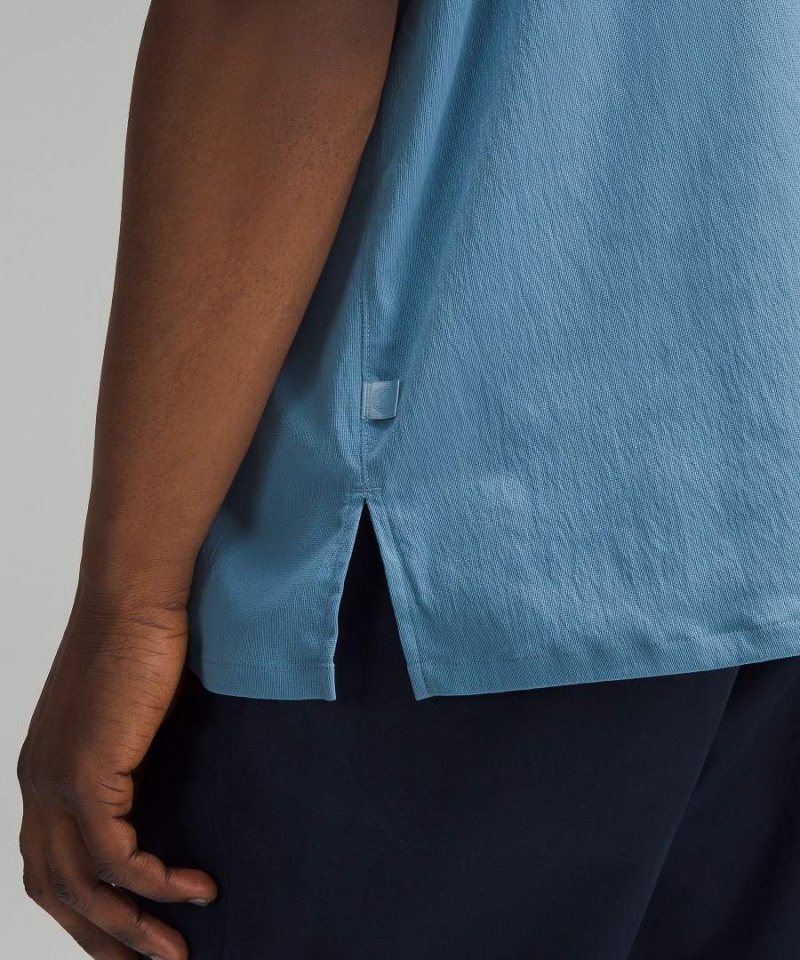 Lululemon Relaxed-Fit Korta Sleeve Button-Up Skjorta Herr Blå Sverige | JGMVBP308
