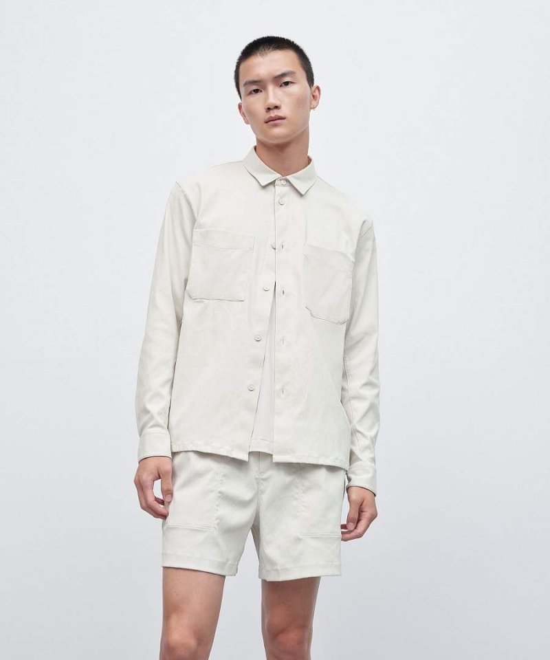 Lululemon Relaxed-Fit Long Sleeve Button-Up Skjorta Herr Beige Sverige | BCQOIN159