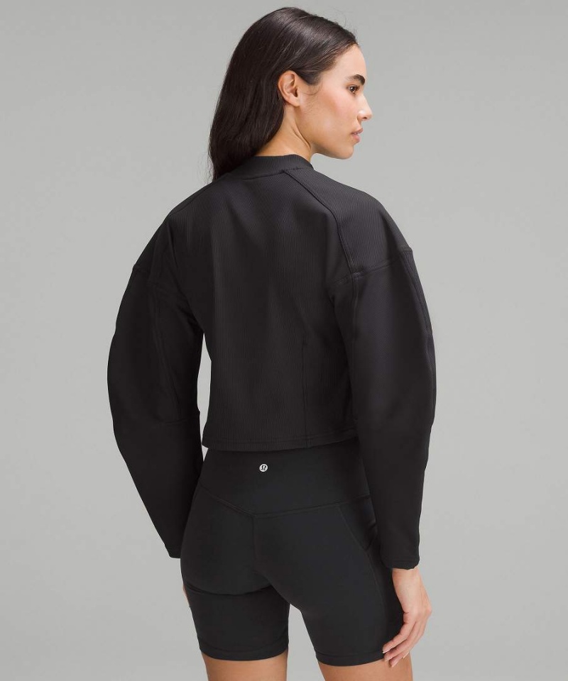 Lululemon Räfflad Luxtreme Breda-Sleeve Pullover Dam Svarta Sverige | KWEJPG548