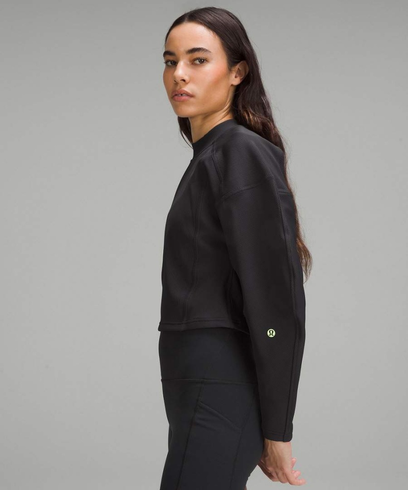 Lululemon Räfflad Luxtreme Breda-Sleeve Pullover Dam Svarta Sverige | KWEJPG548